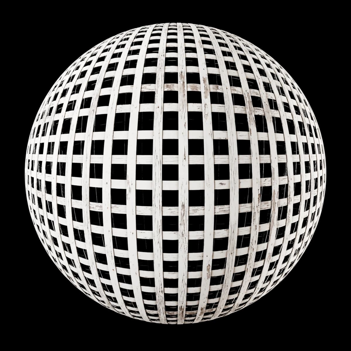 Weathered white-painted timber lattice 01, texture render