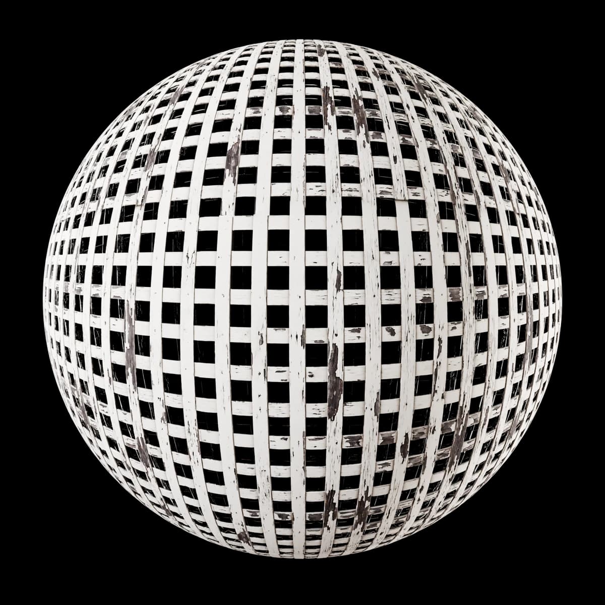 Weathered white-painted timber lattice 02, texture render