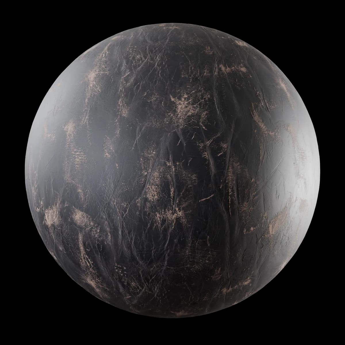 Worn black leather 02, seamless PBR texture render