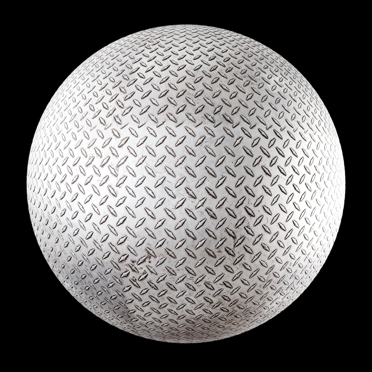 Worn diamond tread aluminium 02, seamless PBR texture render