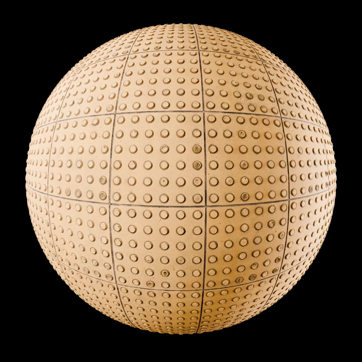 Worn yellow tactile stud paving 02, seamless PBR texture render