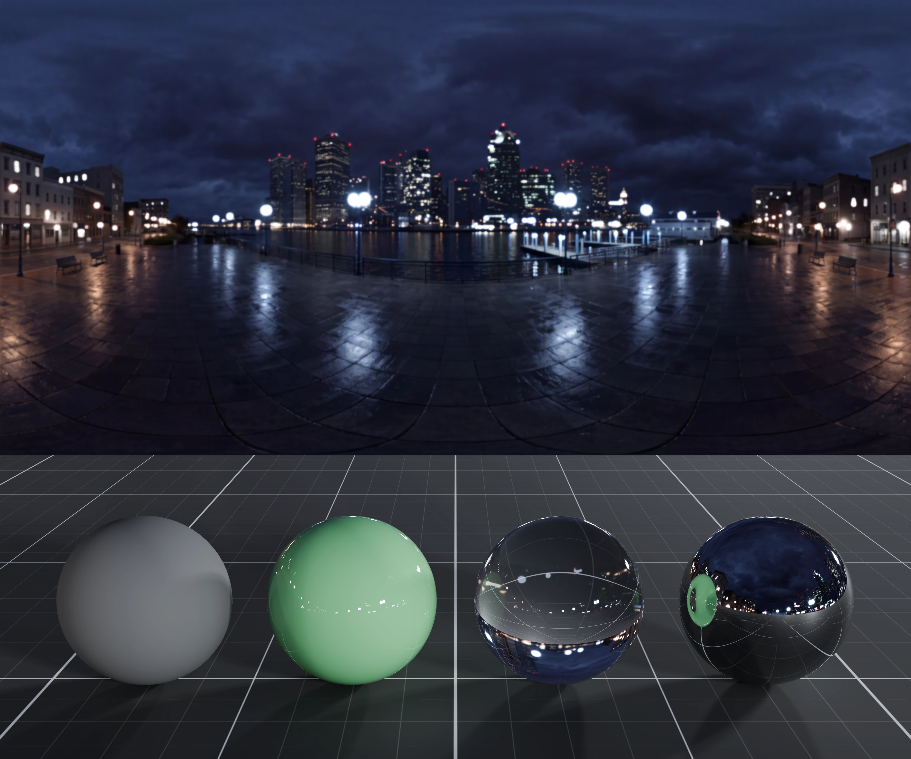 City night waterfront