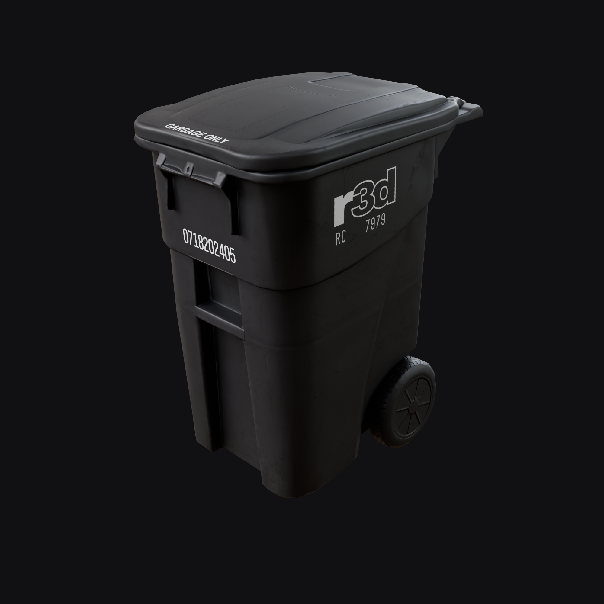 Garbage Bin asset, textured render